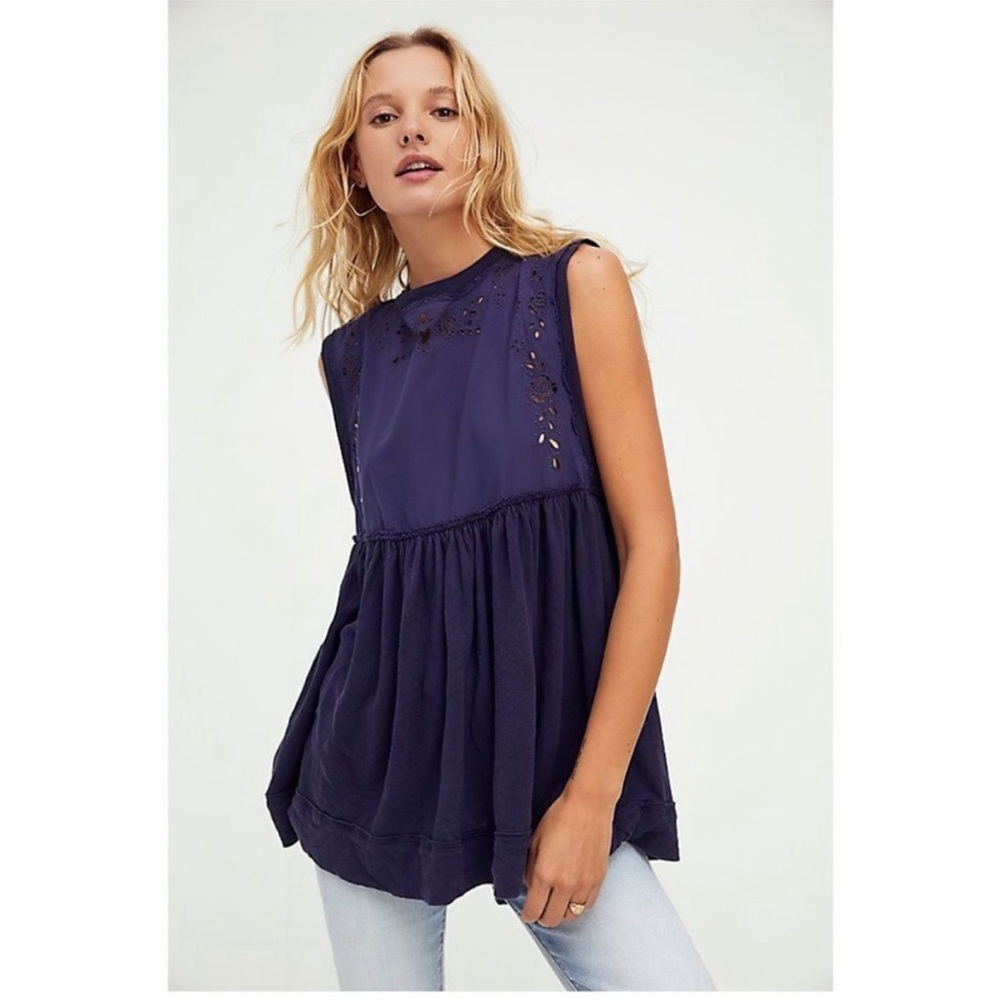 NWT Free People Indigo Babydoll Bella Top